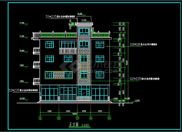 某地四层私人商住宅楼建筑cad设计图 ,内容包括: 四层平面,工程规模